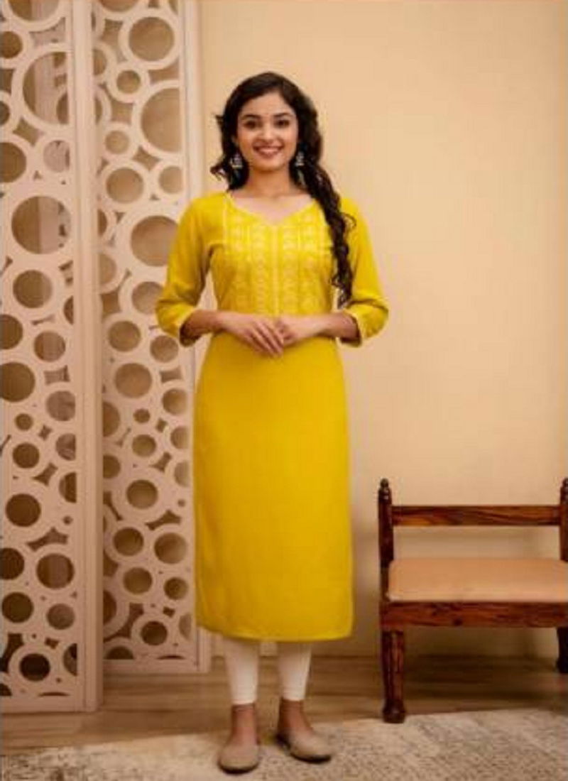 Stylee Girl 3 Rayon Embroidered Causal Wear Kurti Wholesale Market